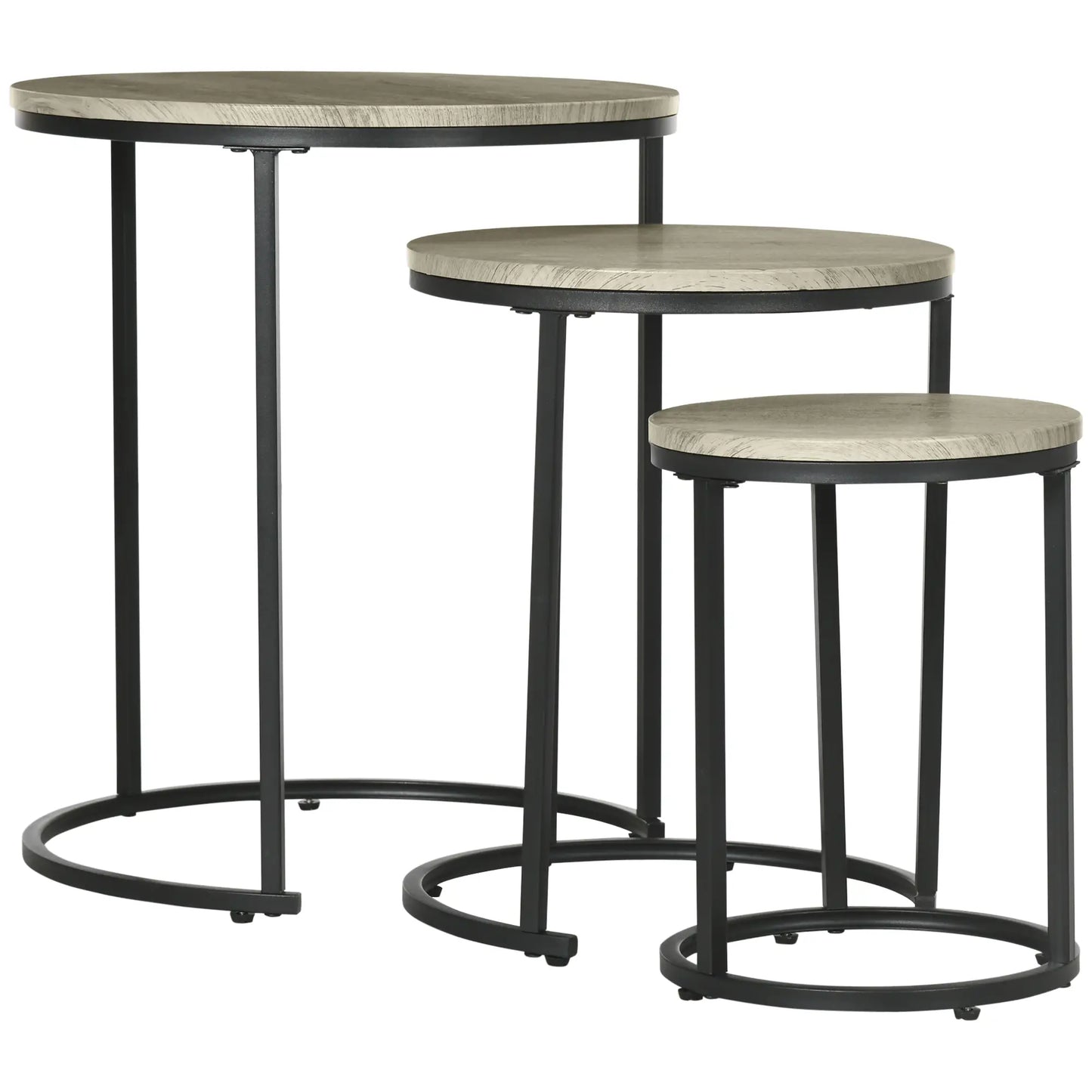 Round Nesting Tables Set of 3, Steel Frame, Living Room Side Tables at Gallery Canada