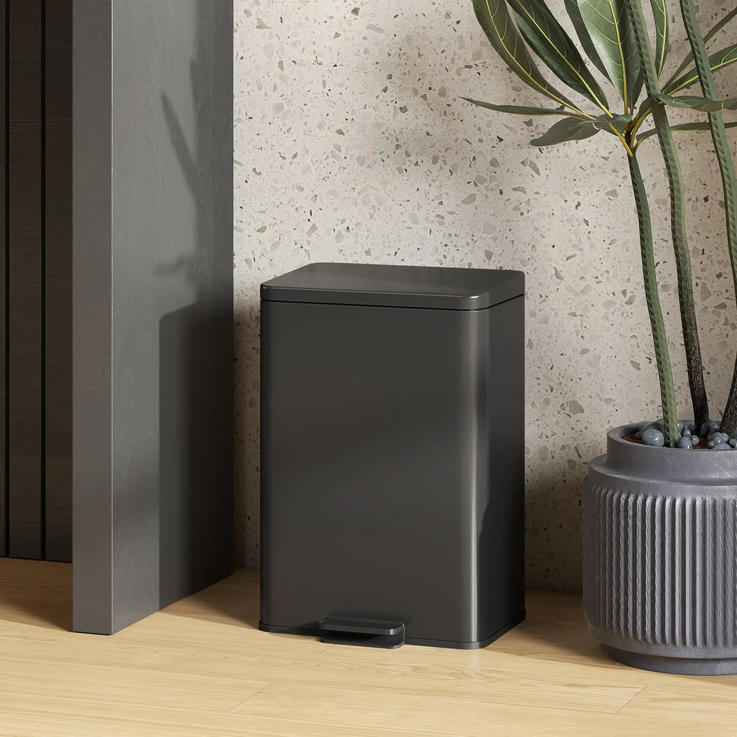 5.3 Gallon Garbage Bin with Soft Close Lid, Removable Inner Bucket, Matte Black Small Kitchen Appliances at Gallery Canada