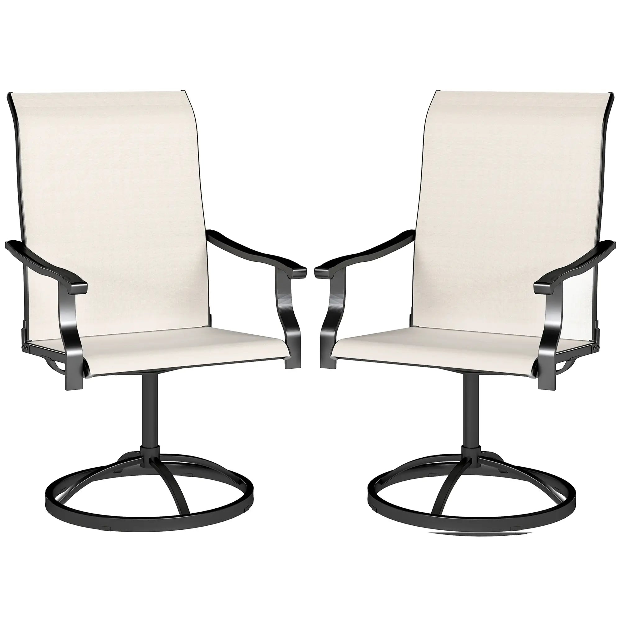 Outdoor Swivel Dining Chairs Set Of 2, High Back All Weather Mesh, White Bistro Sets at Gallery Canada