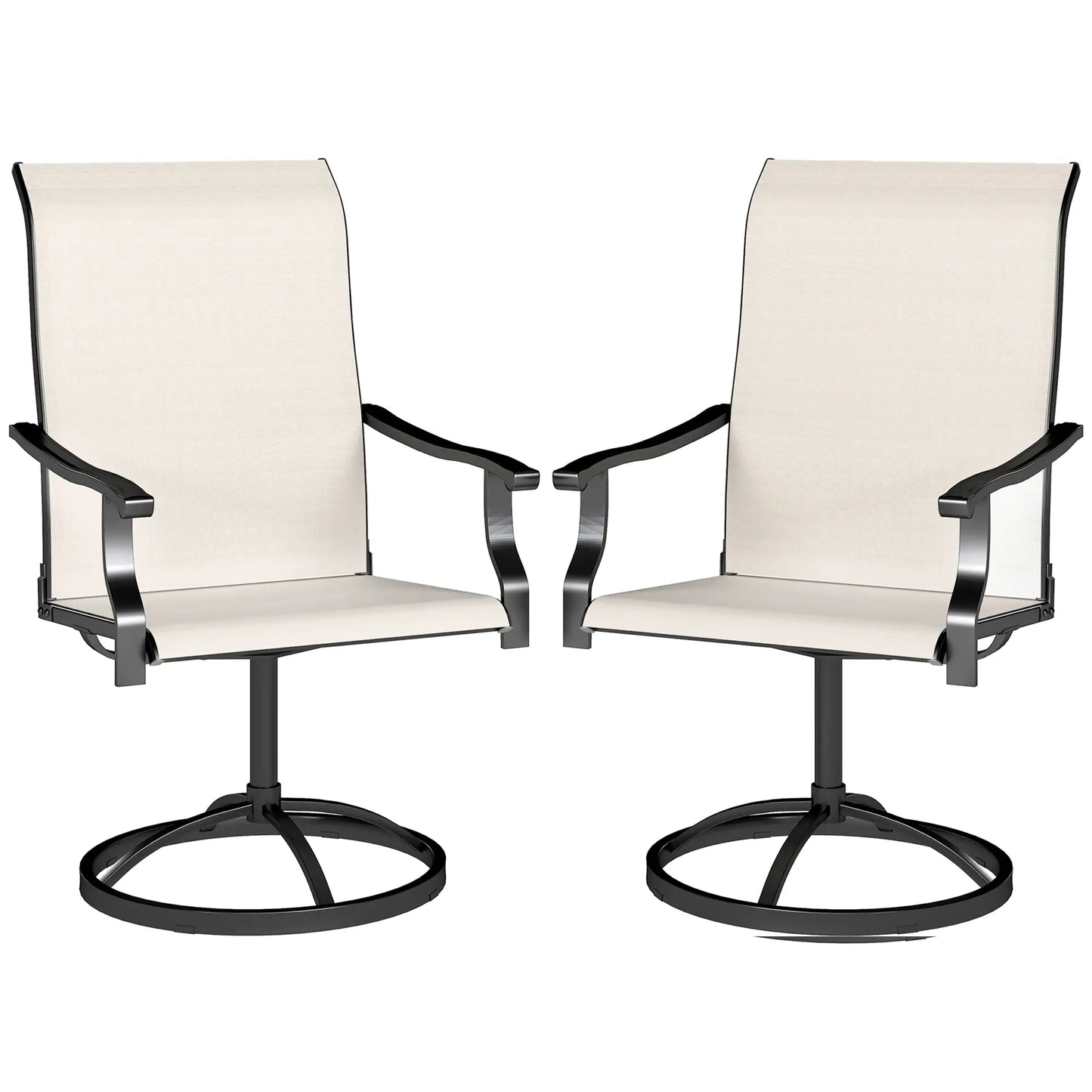 Outdoor Swivel Dining Chairs Set Of 2, High Back All Weather Mesh, White Bistro Sets at Gallery Canada
