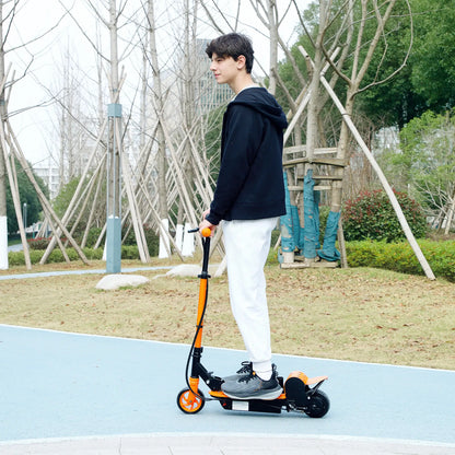 Foldable Electric Scooter for Kids, Seat, 2 Heights, 6km Range, 12km/h, Orange Scooters at Gallery Canada