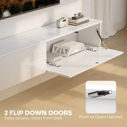 Floating TV Stand For 75 Inch TVs, 70.9 Inch Cabinet, High Gloss White, White TV Stands at Gallery Canada
