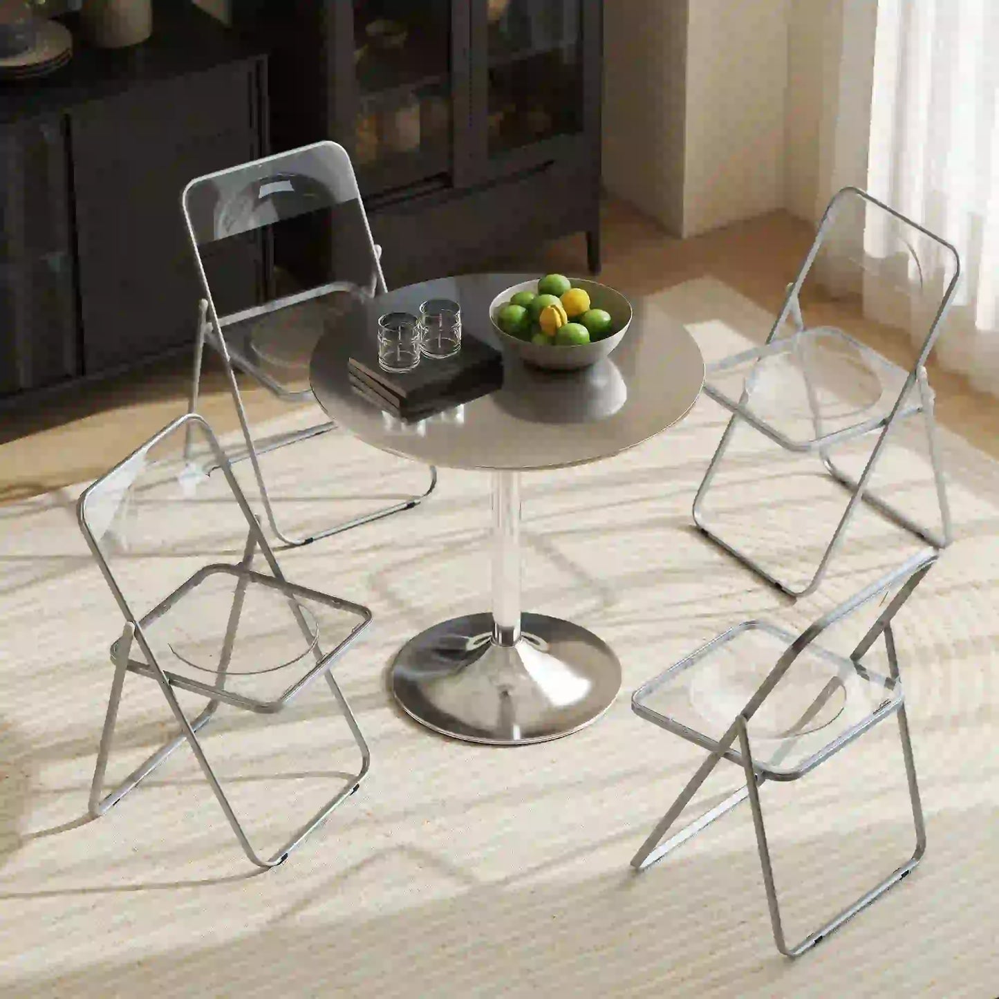 4 Pack Acrylic Foldable Chairs, Transparent, Clear, Clear Dining Chairs at Gallery Canada