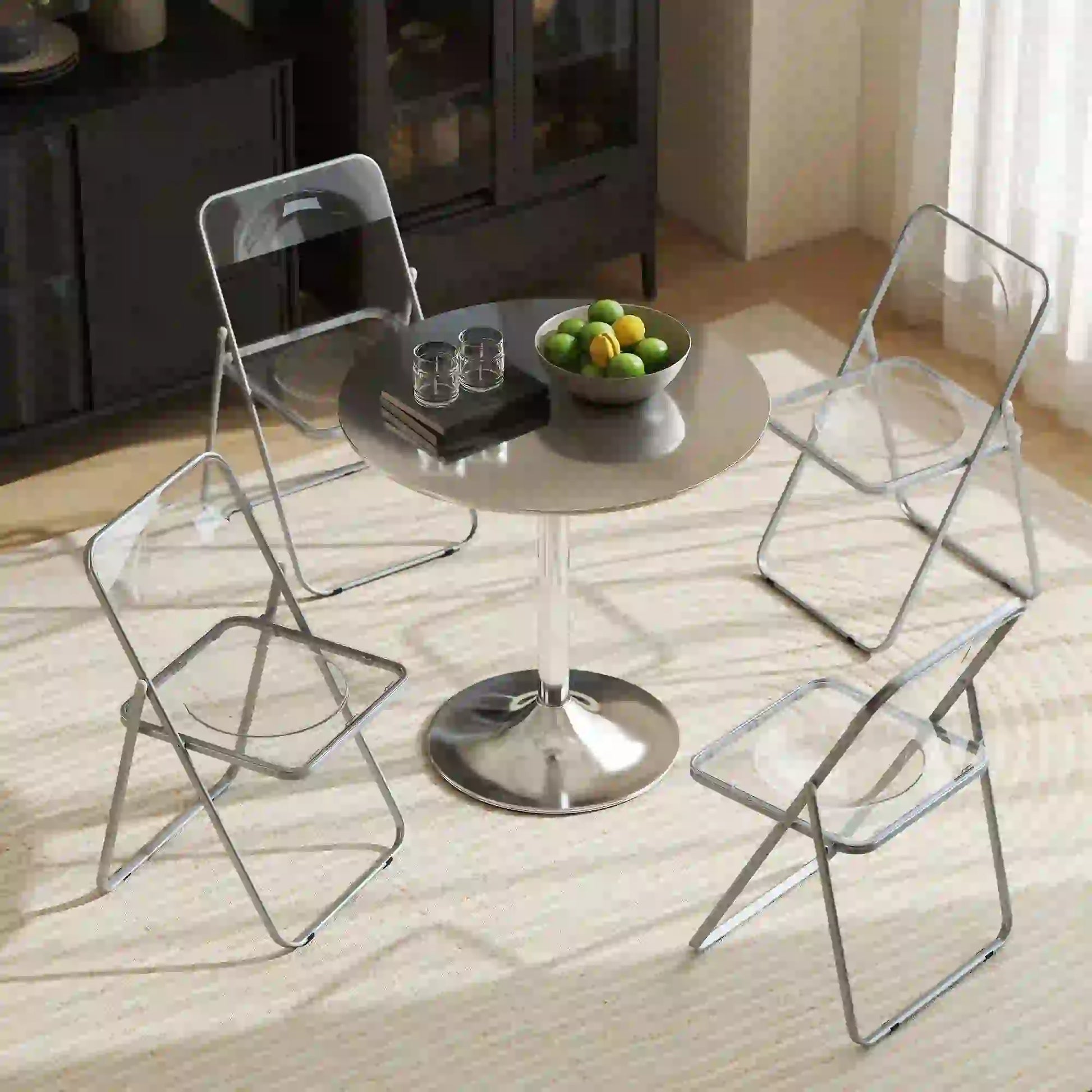 4 Pack Acrylic Foldable Chairs, Transparent, Clear, Clear Dining Chairs at Gallery Canada