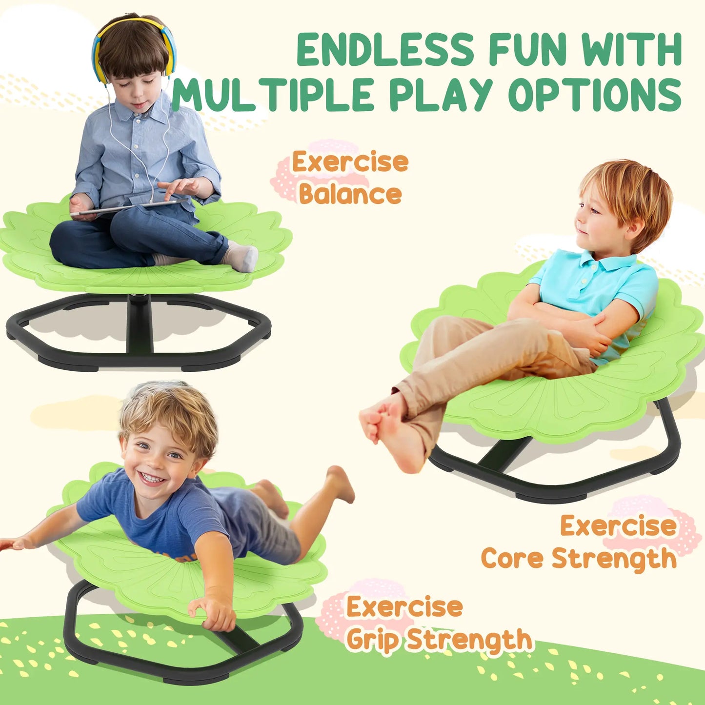 Flower-Shaped Kids Swivel Chair, Non-Slip Sensory Chair, Green Kids Chairs & Seating at Gallery Canada