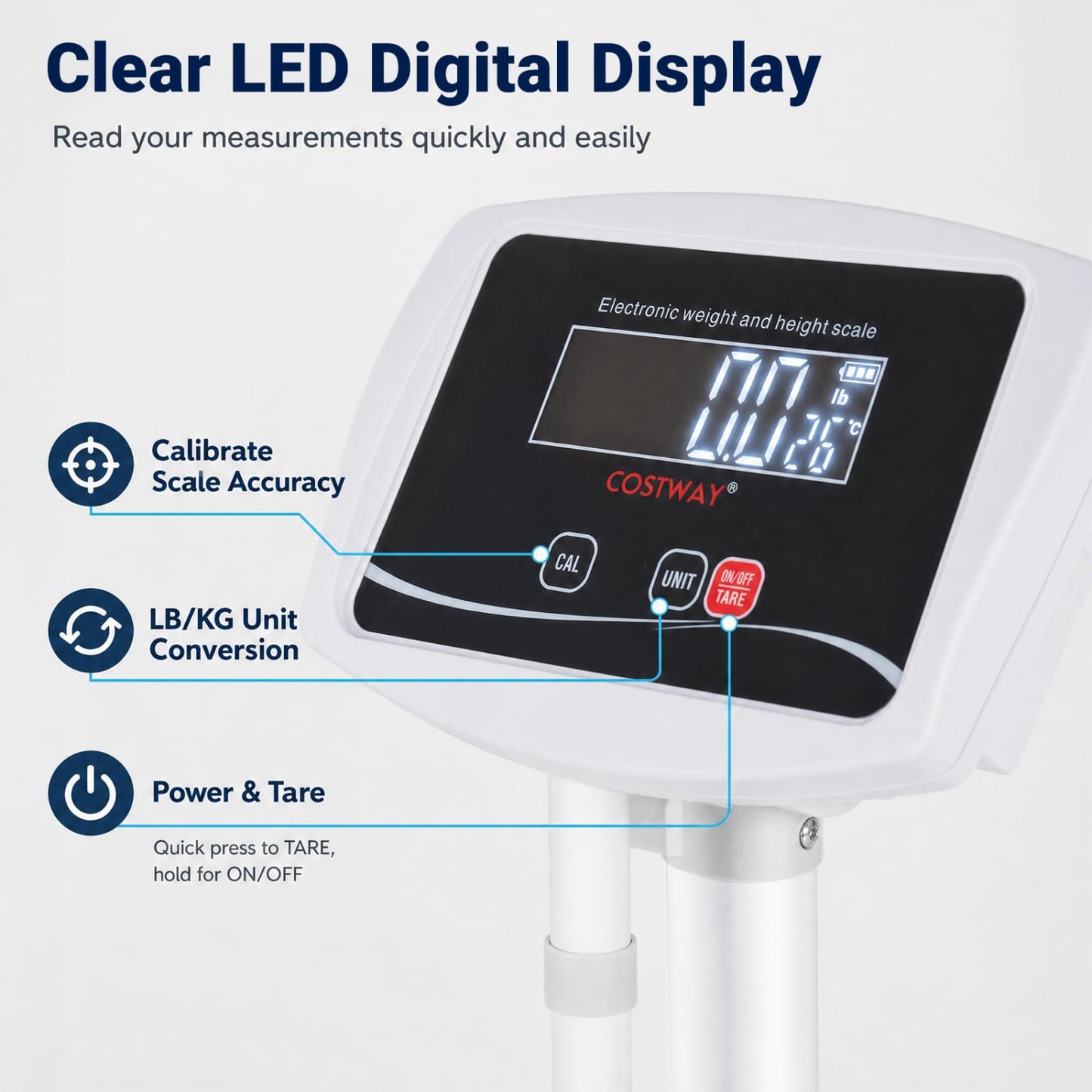 Digital Height & Weight Scale, 400 lbs, LED