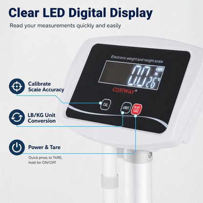 Digital Height & Weight Scale, 400 lbs, LED