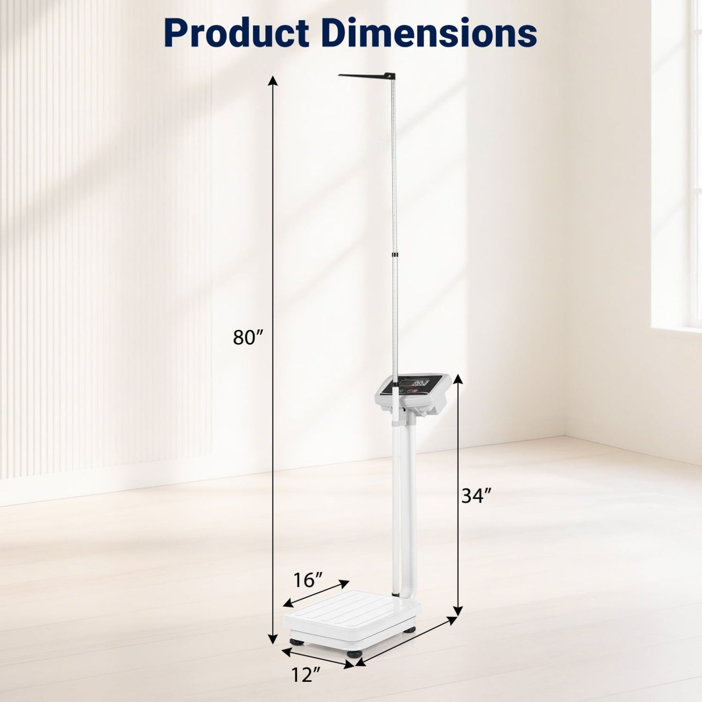 Digital Height & Weight Scale, 400 lbs, LED