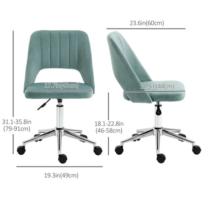 Velvet Fabric Mid Back Office Chair, Swivel Scallop Shape, Green Executive & Manager Chairs at Gallery Canada