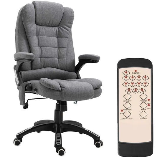 6 Point Vibrating Massage Chair, High Back Executive, Reclining, Swivel Wheels, Grey Massage Chairs Grey at Gallery Canada