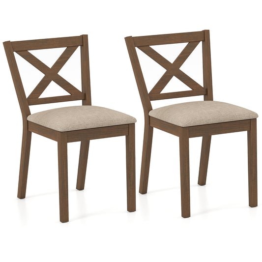 Dining Chair Set of 2 Modern Kitchen Chair with Upholstered Seat, Brown Dining Chairs Brown at Gallery Canada
