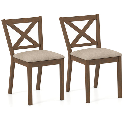 Dining Chair Set of 2 Modern Kitchen Chair with Upholstered Seat, Brown
