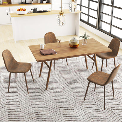 Dining Chair Set of 4 Faux PU Leather Upholstered Kitchen Chairs with Metal Legs, Brown Dining Chairs at Gallery Canada