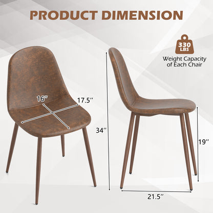 Dining Chair Set of 4 Faux PU Leather Upholstered Kitchen Chairs with Metal Legs, Brown Dining Chairs at Gallery Canada