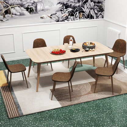 Dining Chair Set of 4 Faux PU Leather Upholstered Kitchen Chairs with Metal Legs, Brown Dining Chairs at Gallery Canada