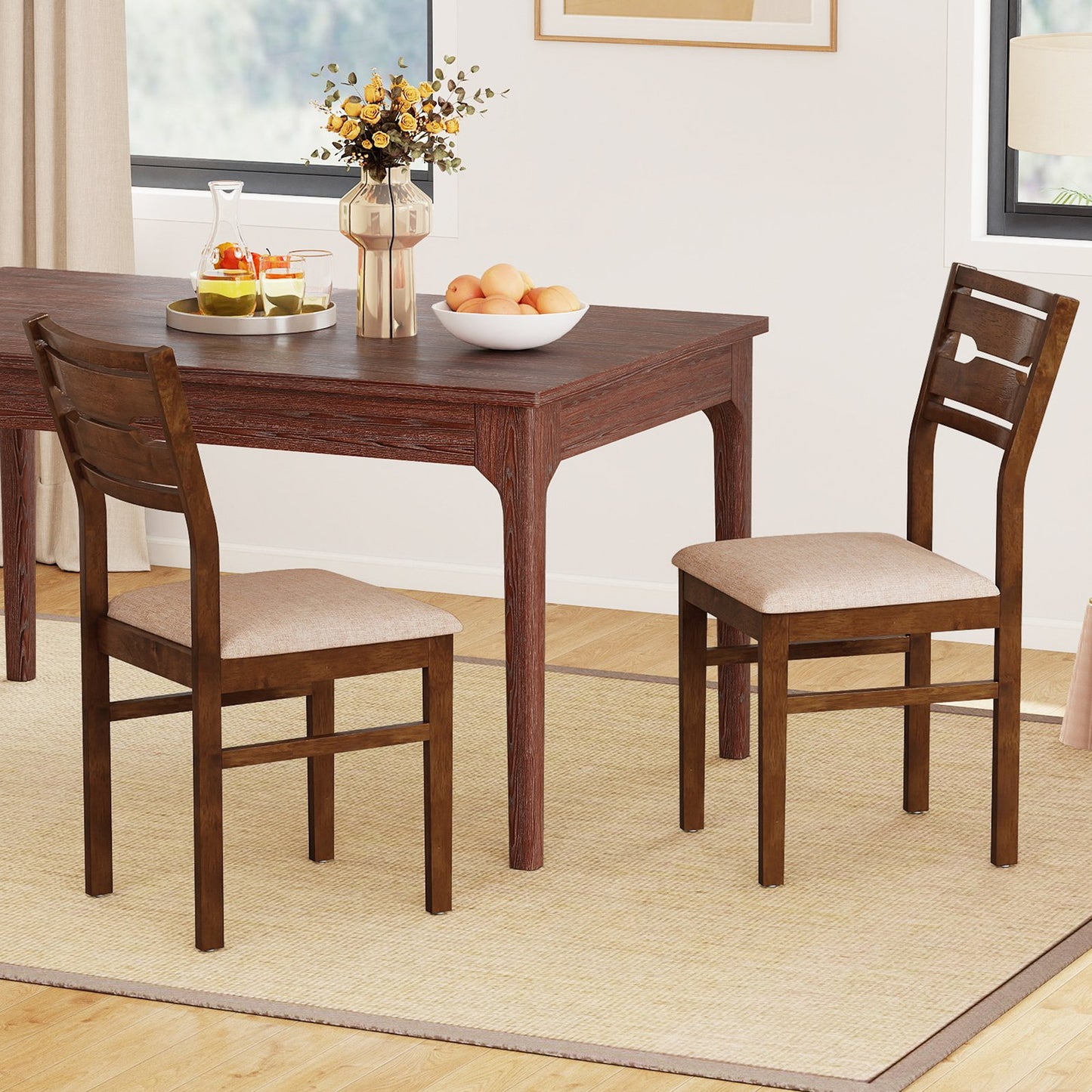 Dining Chair Set of 2/4 with Rubber Wood Frame and Padded Seat-4 Dining Chairs at Gallery Canada
