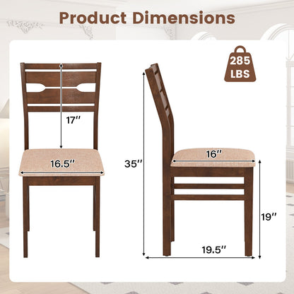Dining Chair Set of 2/4 with Rubber Wood Frame and Padded Seat-4 Dining Chairs at Gallery Canada