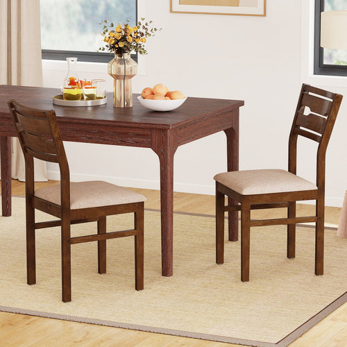 Dining Chair Set of 2/4 with Rubber Wood Frame and Padded Seat-2