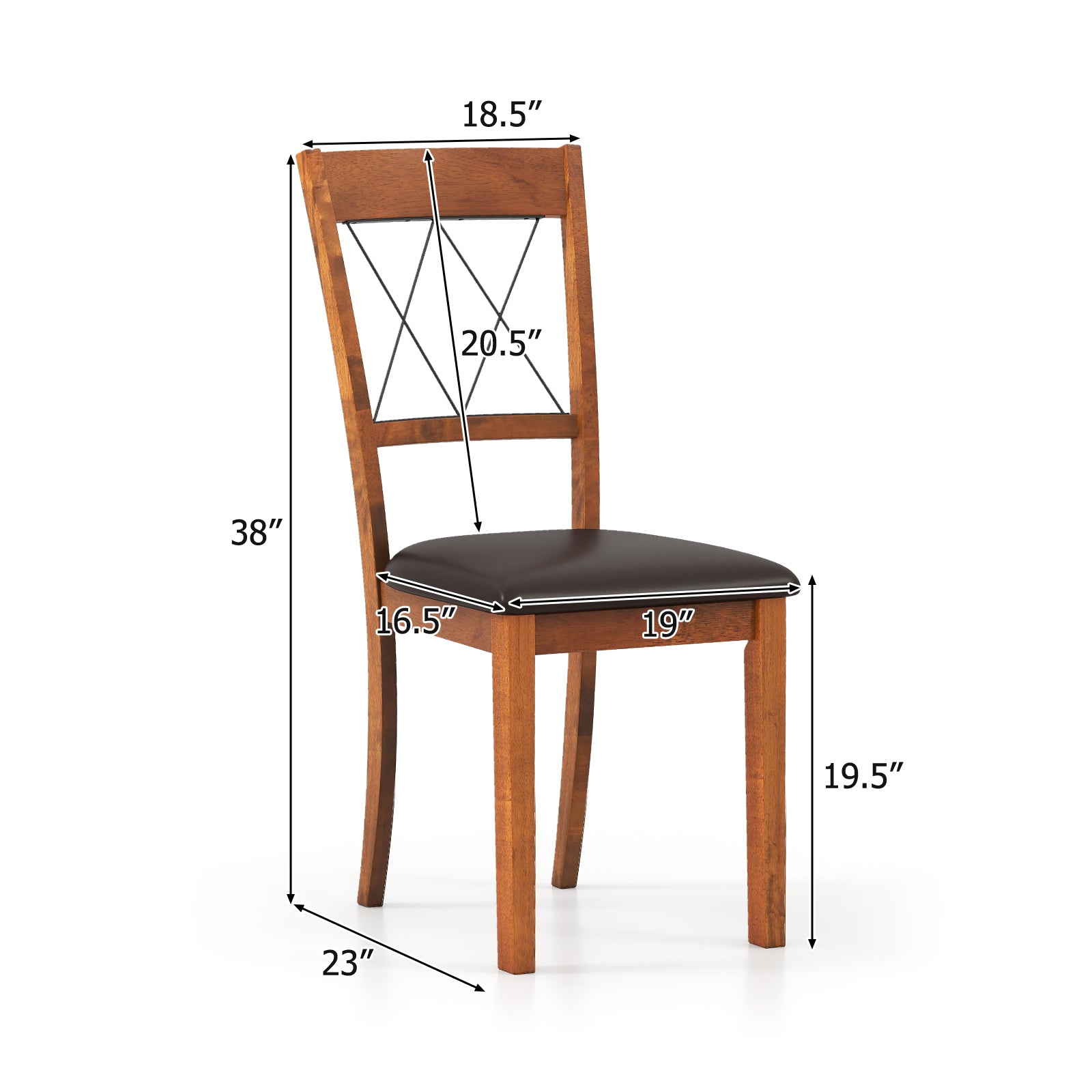 Dining Chair Set of 2 Fabric Upholstered Kitchen Armless Chairs with Rubber Wood Frame, Walnut Dining Chairs at Gallery Canada