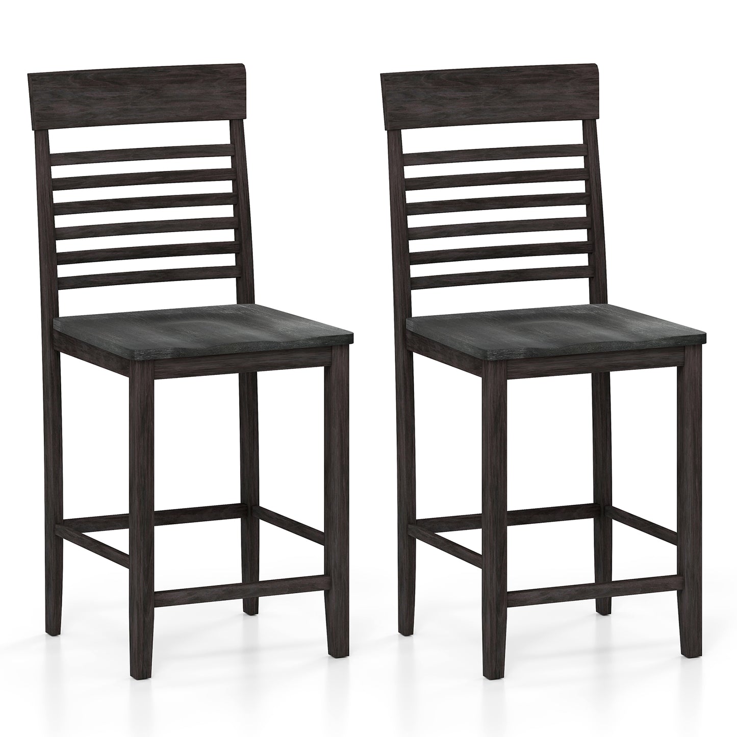 Dining Chair Set Of 2, With Footrests And Solid Wood Frame, Gray Dining Chairs Gray at Gallery Canada