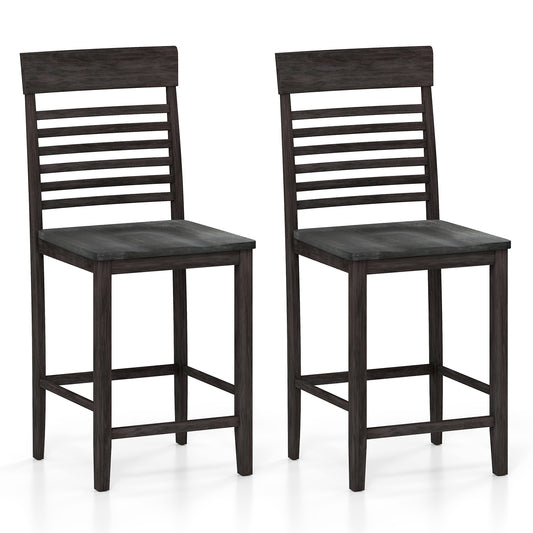 Dining Chair Set Of 2, With Footrests And Solid Wood Frame, Gray Dining Chairs Gray at Gallery Canada