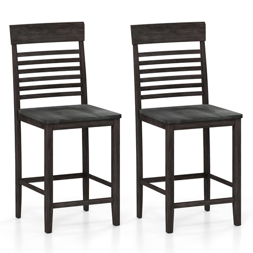 Dining Chair Set Of 2, With Footrests And Solid Wood Frame, Gray