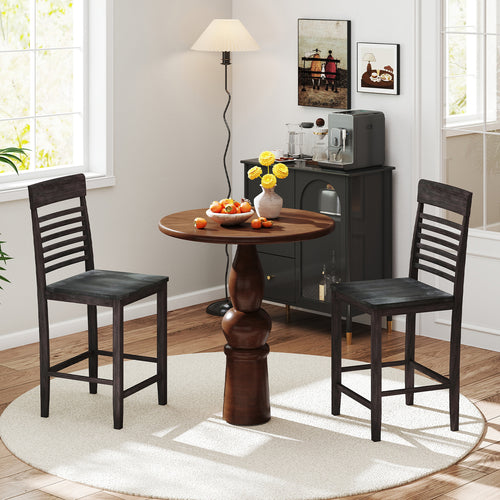 Dining Chair Set Of 2, With Footrests And Solid Wood Frame, Gray