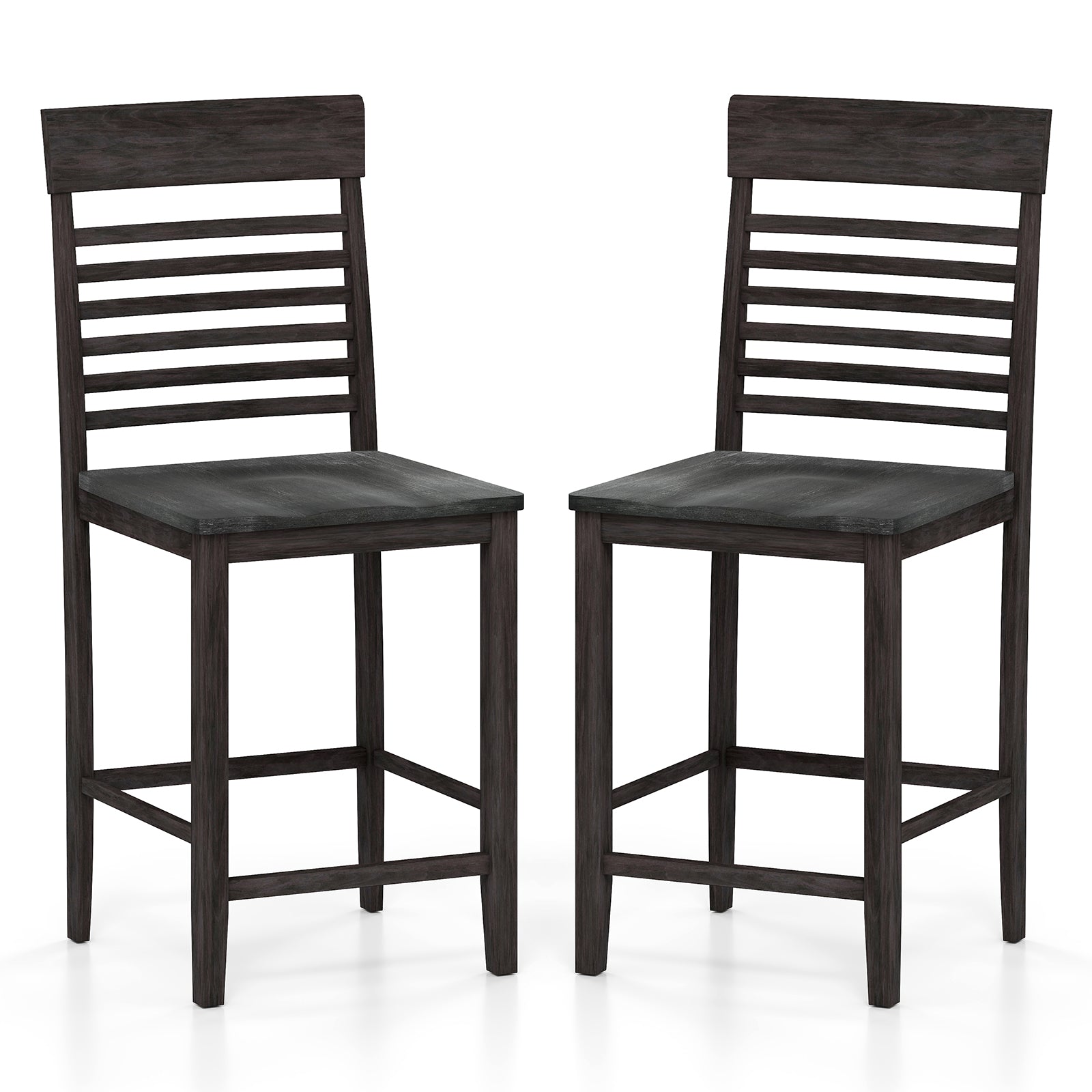 Dining Chair Set Of 2, With Footrests And Solid Wood Frame, Gray Dining Chairs at Gallery Canada