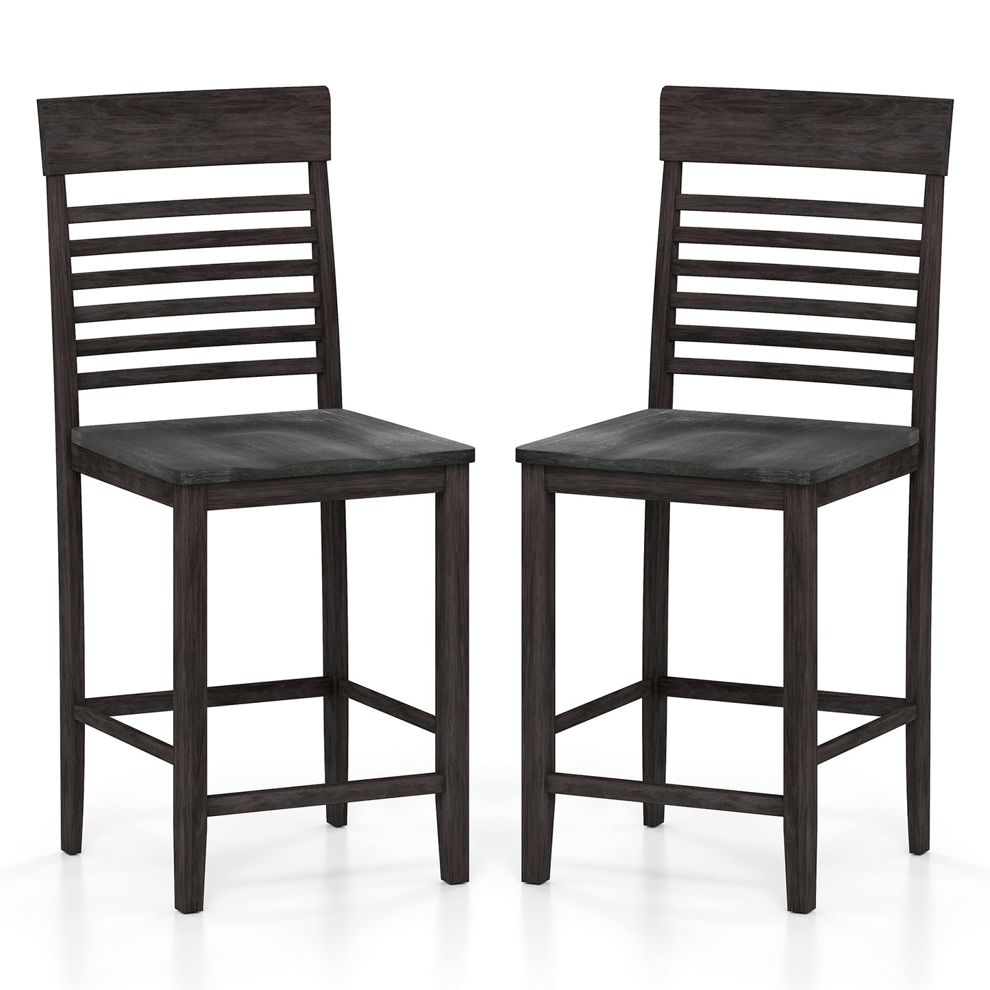 Dining Chair Set Of 2, With Footrests And Solid Wood Frame, Gray Dining Chairs at Gallery Canada
