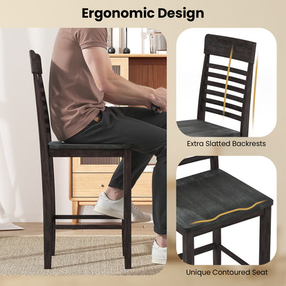 Dining Chair Set Of 2, With Footrests And Solid Wood Frame, Gray Dining Chairs at Gallery Canada