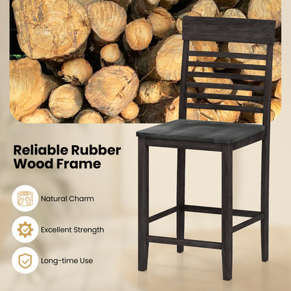 Dining Chair Set Of 2, With Footrests And Solid Wood Frame, Gray Dining Chairs at Gallery Canada