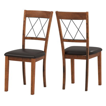 Dining Chair Set of 2 Fabric Upholstered Kitchen Armless Chairs with Rubber Wood Frame, Walnut Dining Chairs Walnut at Gallery Canada