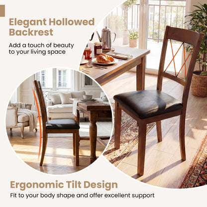 Dining Chair Set of 2 Fabric Upholstered Kitchen Armless Chairs with Rubber Wood Frame, Walnut Dining Chairs at Gallery Canada