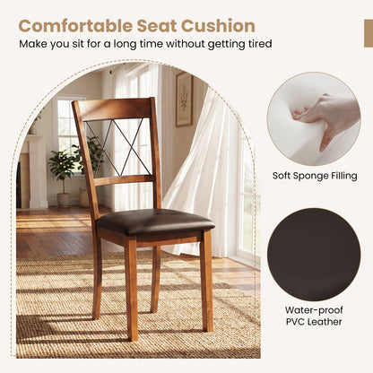 Dining Chair Set of 2 Fabric Upholstered Kitchen Armless Chairs with Rubber Wood Frame, Walnut Dining Chairs at Gallery Canada
