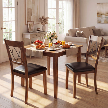 Dining Chair Set of 2 Fabric Upholstered Kitchen Armless Chairs with Rubber Wood Frame, Walnut Dining Chairs at Gallery Canada