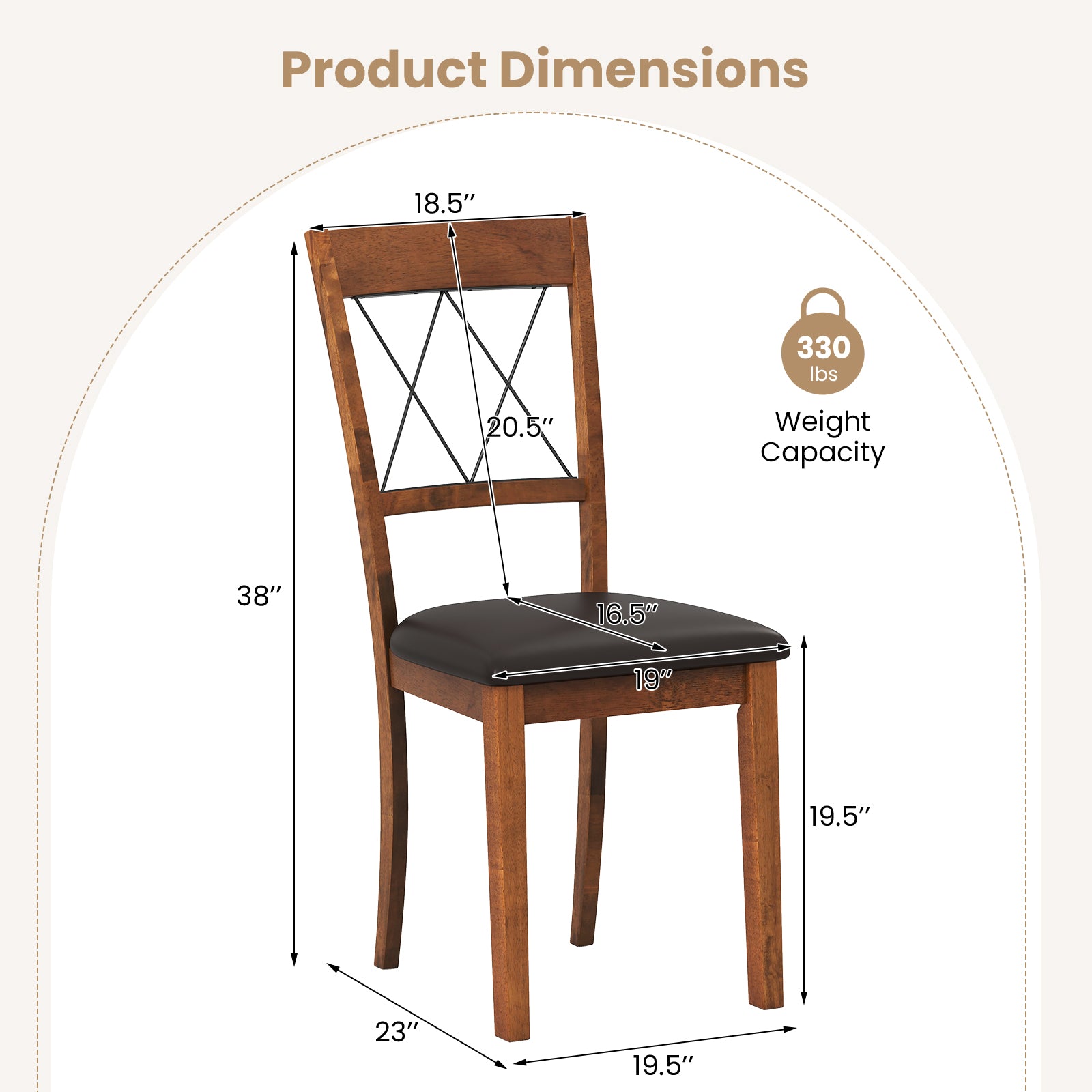Dining Chair Set of 2 Fabric Upholstered Kitchen Armless Chairs with Rubber Wood Frame, Walnut Dining Chairs at Gallery Canada