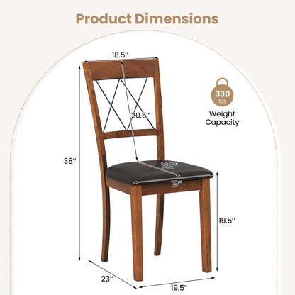 Dining Chair Set of 2 Fabric Upholstered Kitchen Armless Chairs with Rubber Wood Frame, Walnut Dining Chairs at Gallery Canada