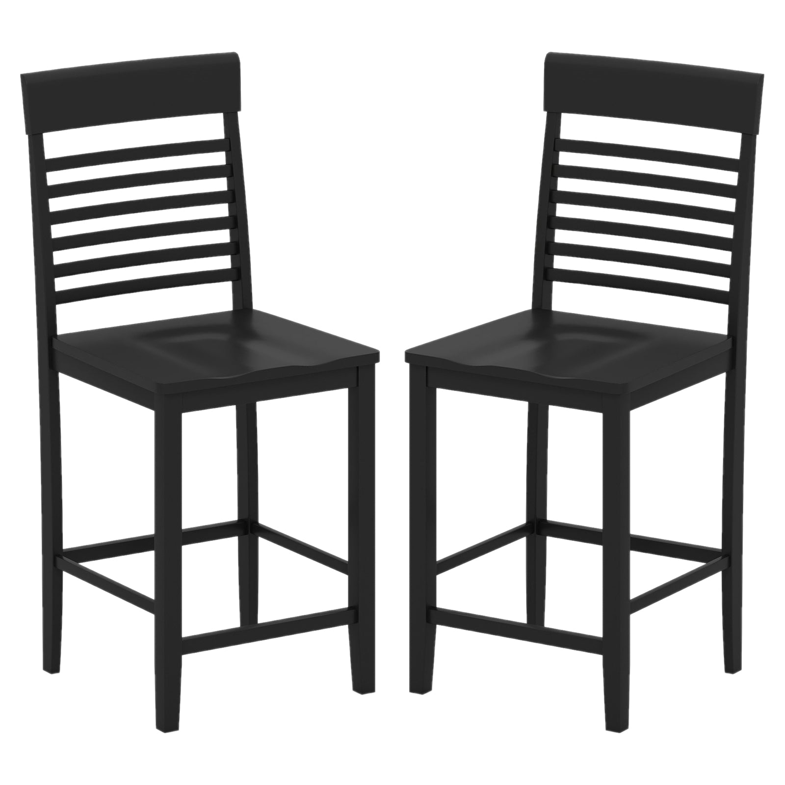 Dining Chair Set of 2 with Footrests and Solid Wood Frame, Black Dining Chairs at Gallery Canada