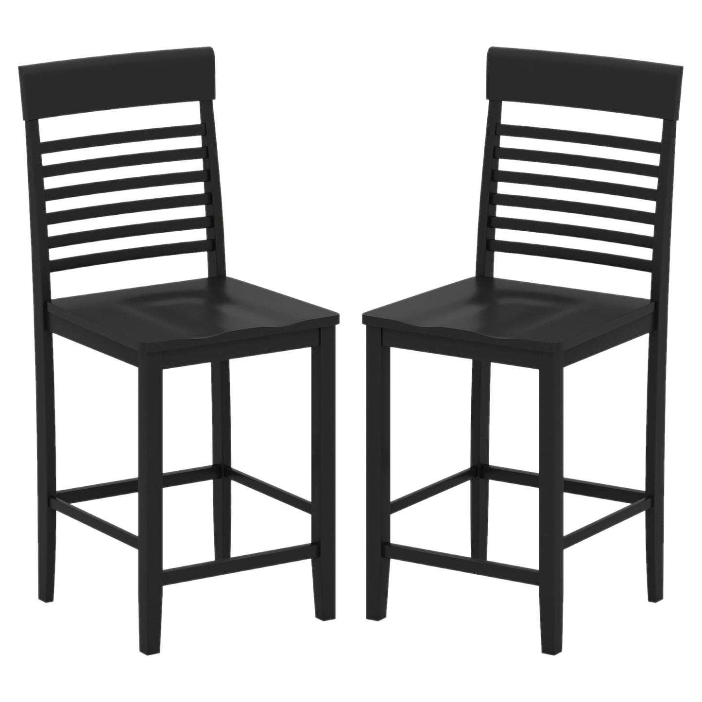Dining Chair Set of 2 with Footrests and Solid Wood Frame, Black Dining Chairs at Gallery Canada
