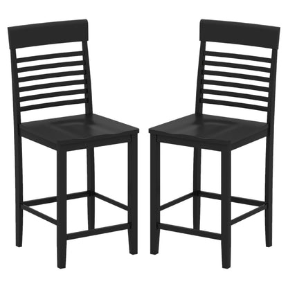Dining Chair Set of 2 with Footrests and Solid Wood Frame, Black Dining Chairs at Gallery Canada