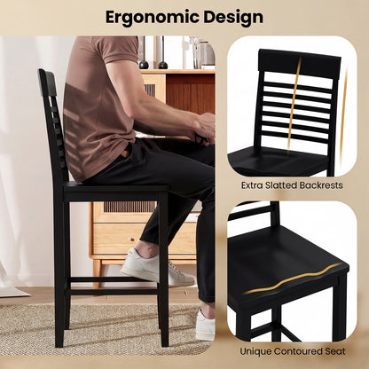 Dining Chair Set of 2 with Footrests and Solid Wood Frame, Black Dining Chairs at Gallery Canada