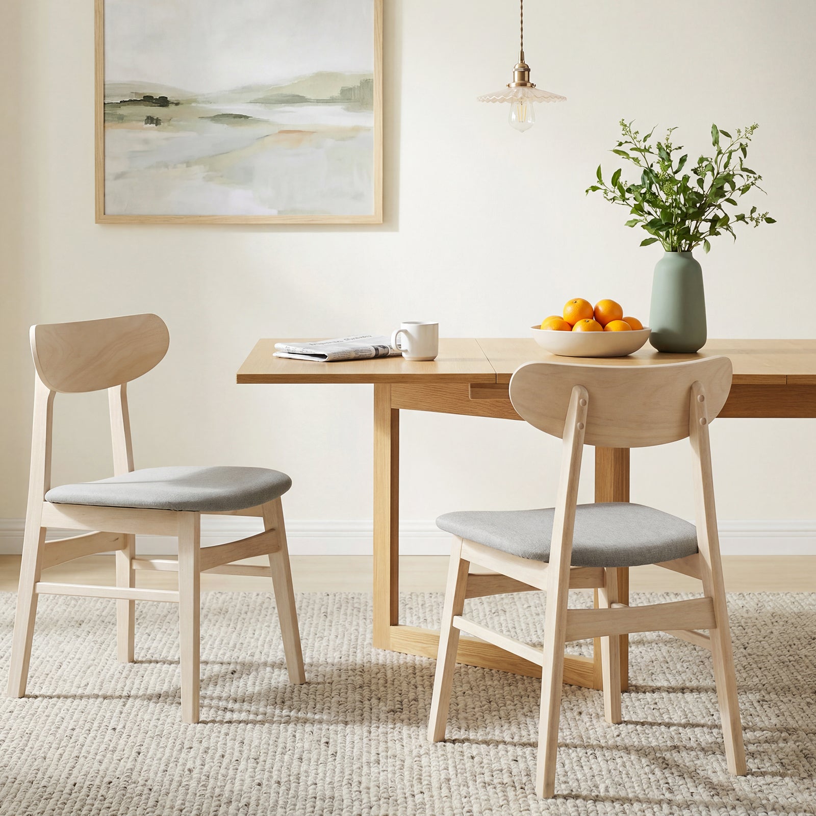 Fabric Upholstered Dining Chair Set, 2 Natural Armless Kitchen Chairs Dining Chairs at Gallery Canada
