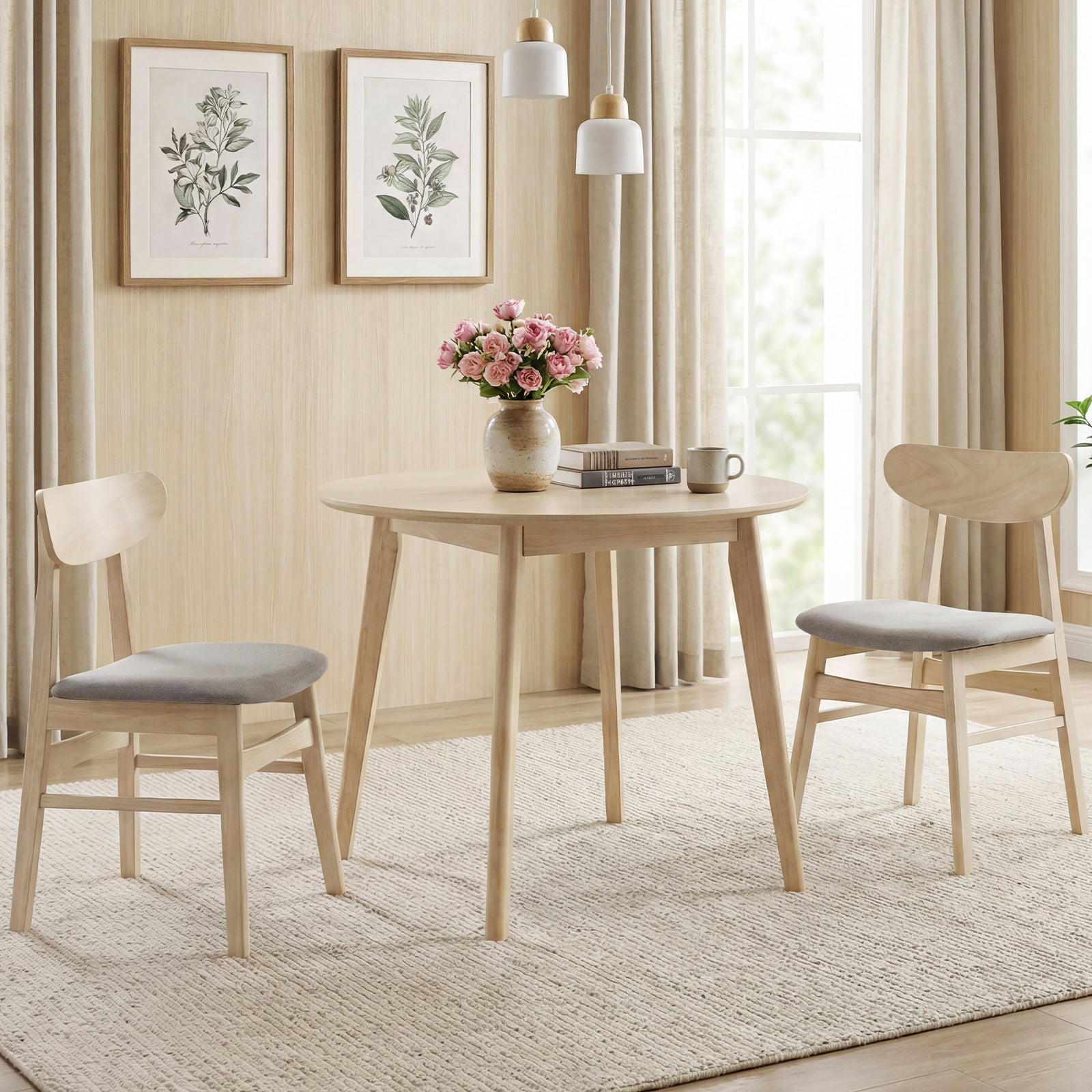 Fabric Upholstered Dining Chair Set, 2 Natural Armless Kitchen Chairs Dining Chairs at Gallery Canada