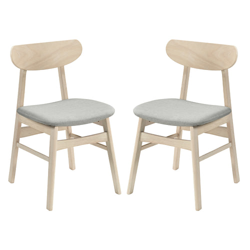 Fabric Upholstered Dining Chair Set, 2 Natural Armless Kitchen Chairs