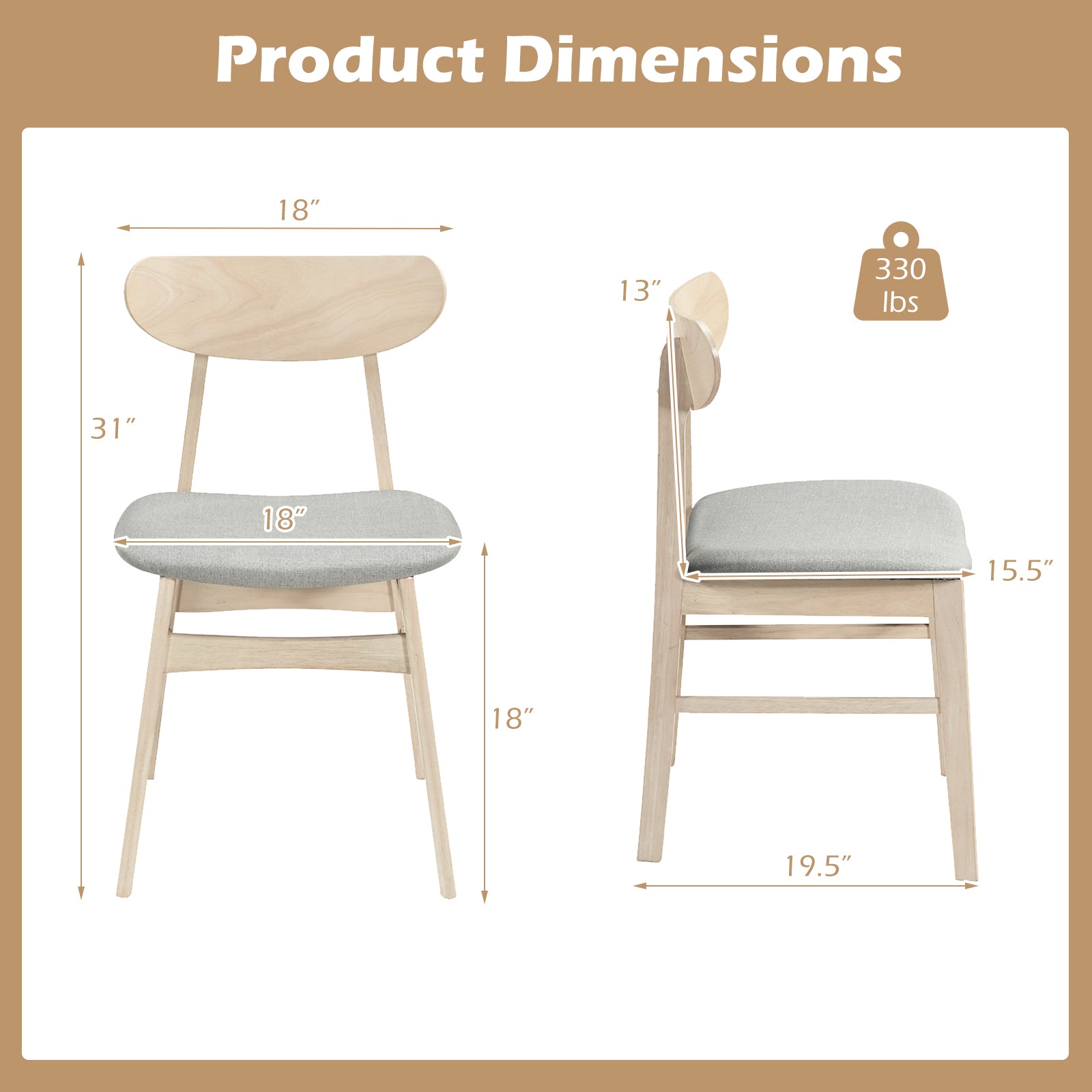 Fabric Upholstered Dining Chair Set, 2 Natural Armless Kitchen Chairs Dining Chairs at Gallery Canada