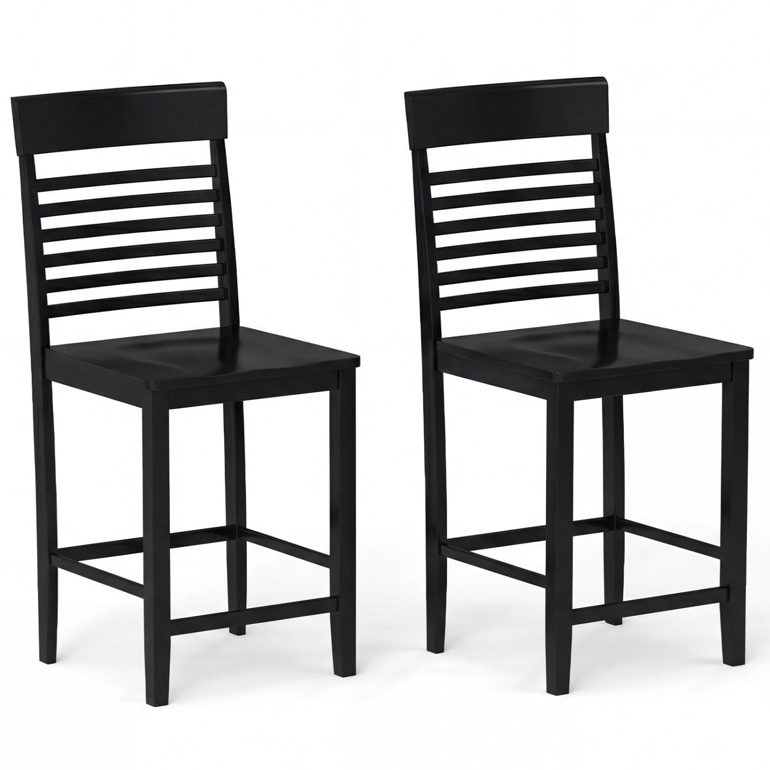 Dining Chair Set of 2 with Footrests and Solid Wood Frame, Black Dining Chairs Black at Gallery Canada