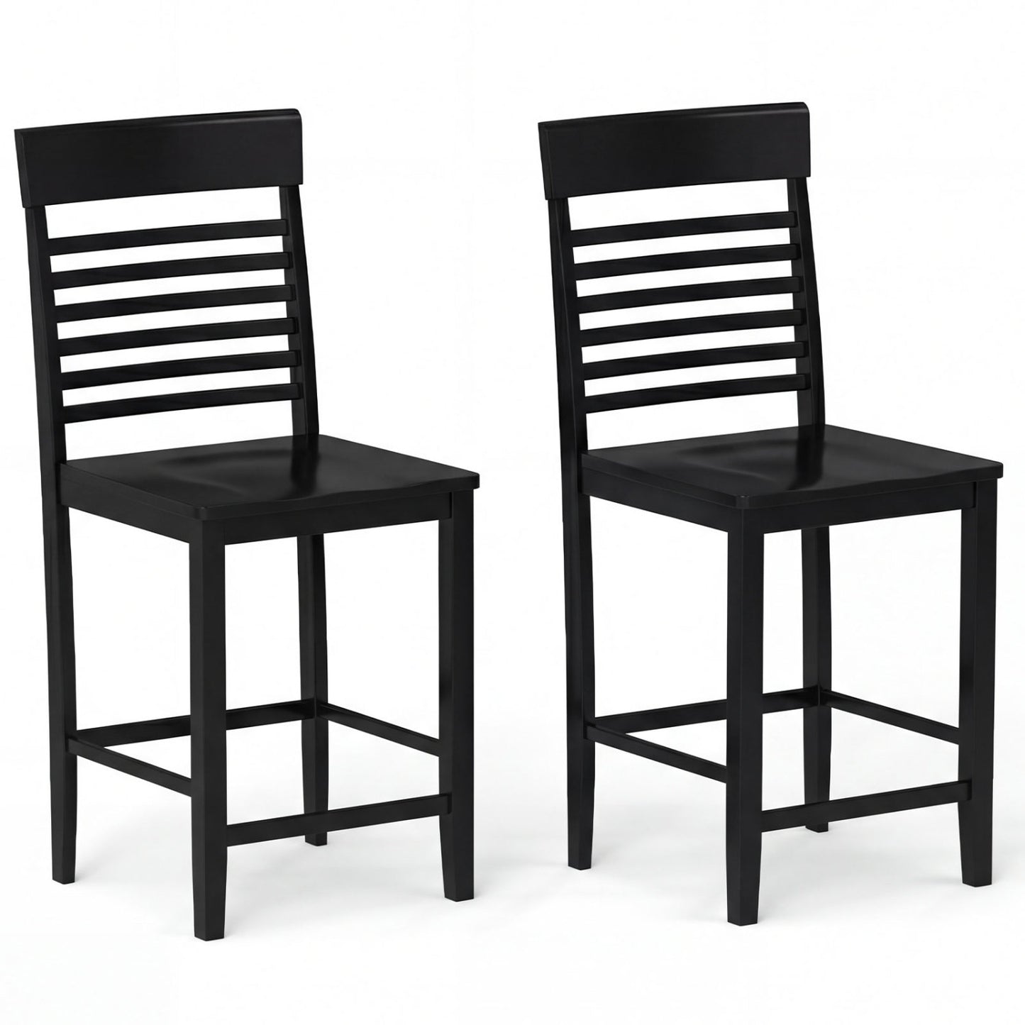 Dining Chair Set of 2 with Footrests and Solid Wood Frame, Black Dining Chairs Black at Gallery Canada