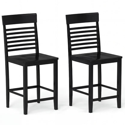 Dining Chair Set of 2 with Footrests and Solid Wood Frame, Black Dining Chairs at Gallery Canada