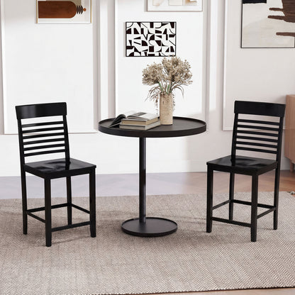 Dining Chair Set of 2 with Footrests and Solid Wood Frame, Black Dining Chairs at Gallery Canada