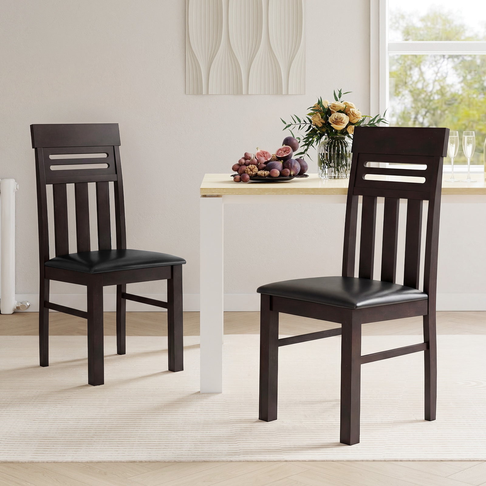 Dining Chairs High Back Dining Room Chairs Set of 2, Brown Dining Chairs at Gallery Canada